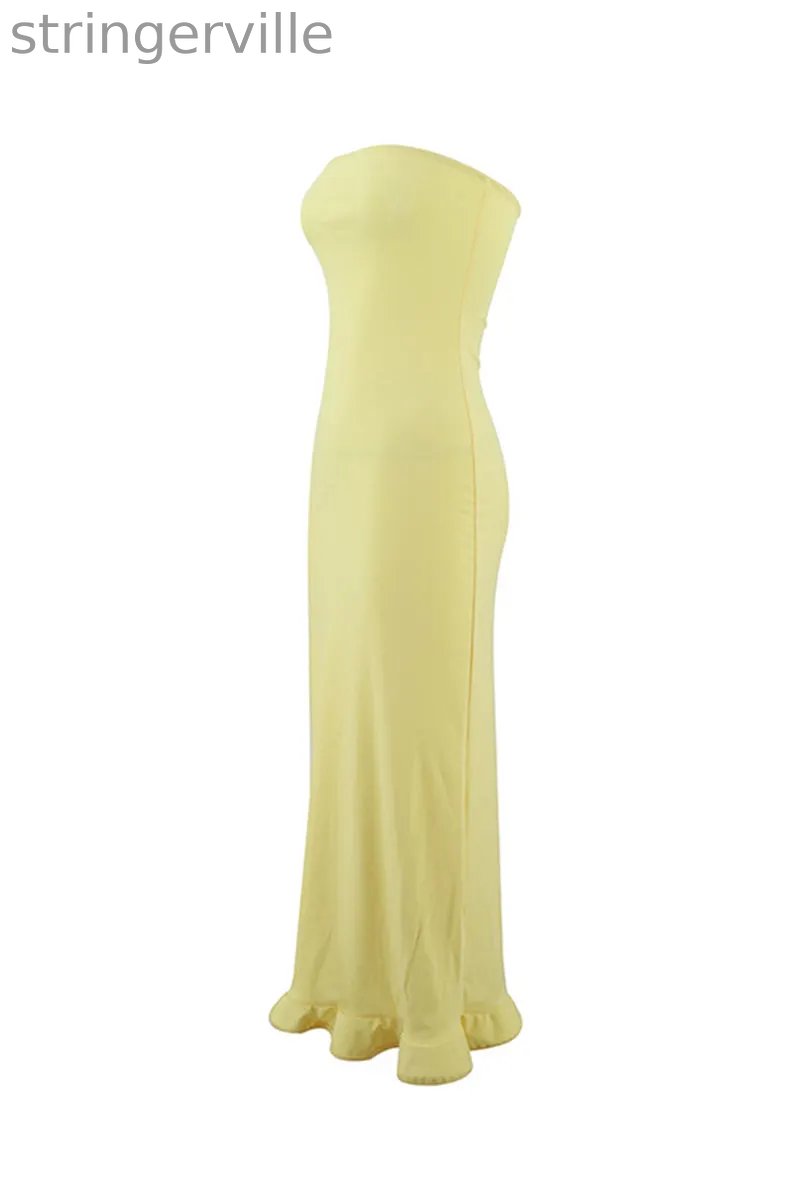 Sexy Stringy Selvedge Strapless One Step Skirt Dresses