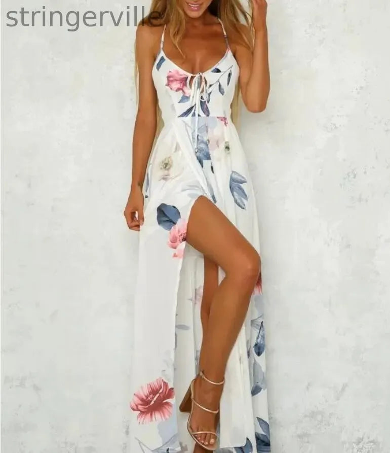 Floral Evening Party Beach  Backless Wedding Guest Dresses