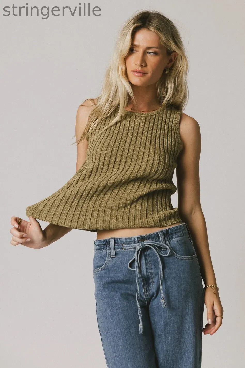Ribbed Top in Olive