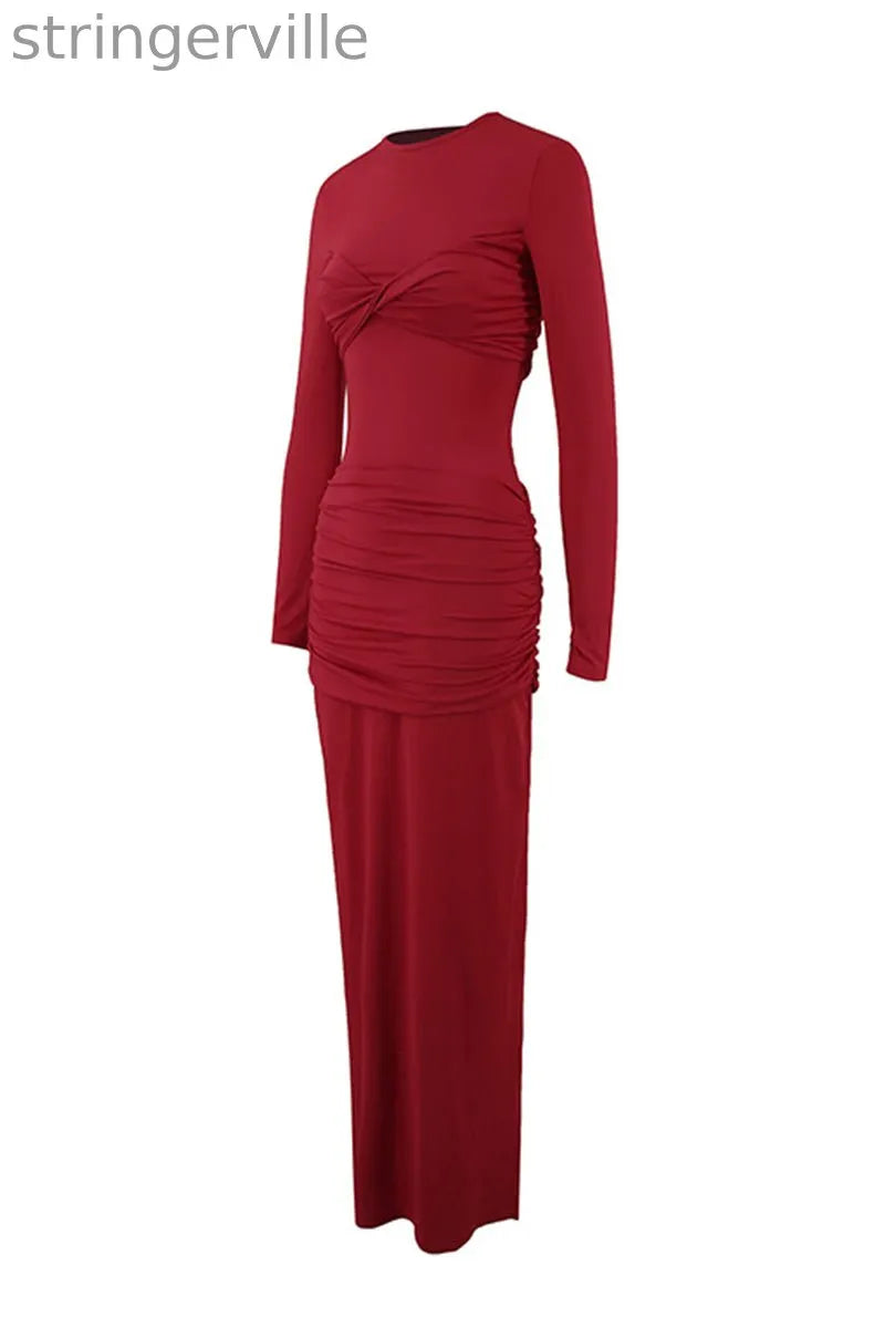Sexy Ruched O Neck One Step Skirt Dresses