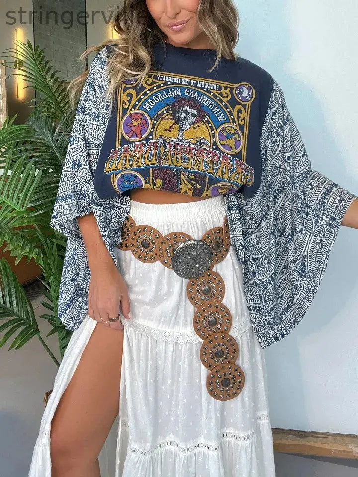Women's Fashion Casual Printed Batwing Sleeve Loose T-shirt