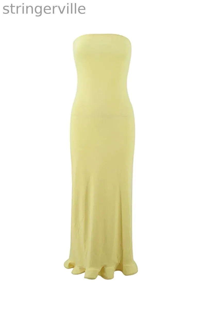 Sexy Stringy Selvedge Strapless One Step Skirt Dresses