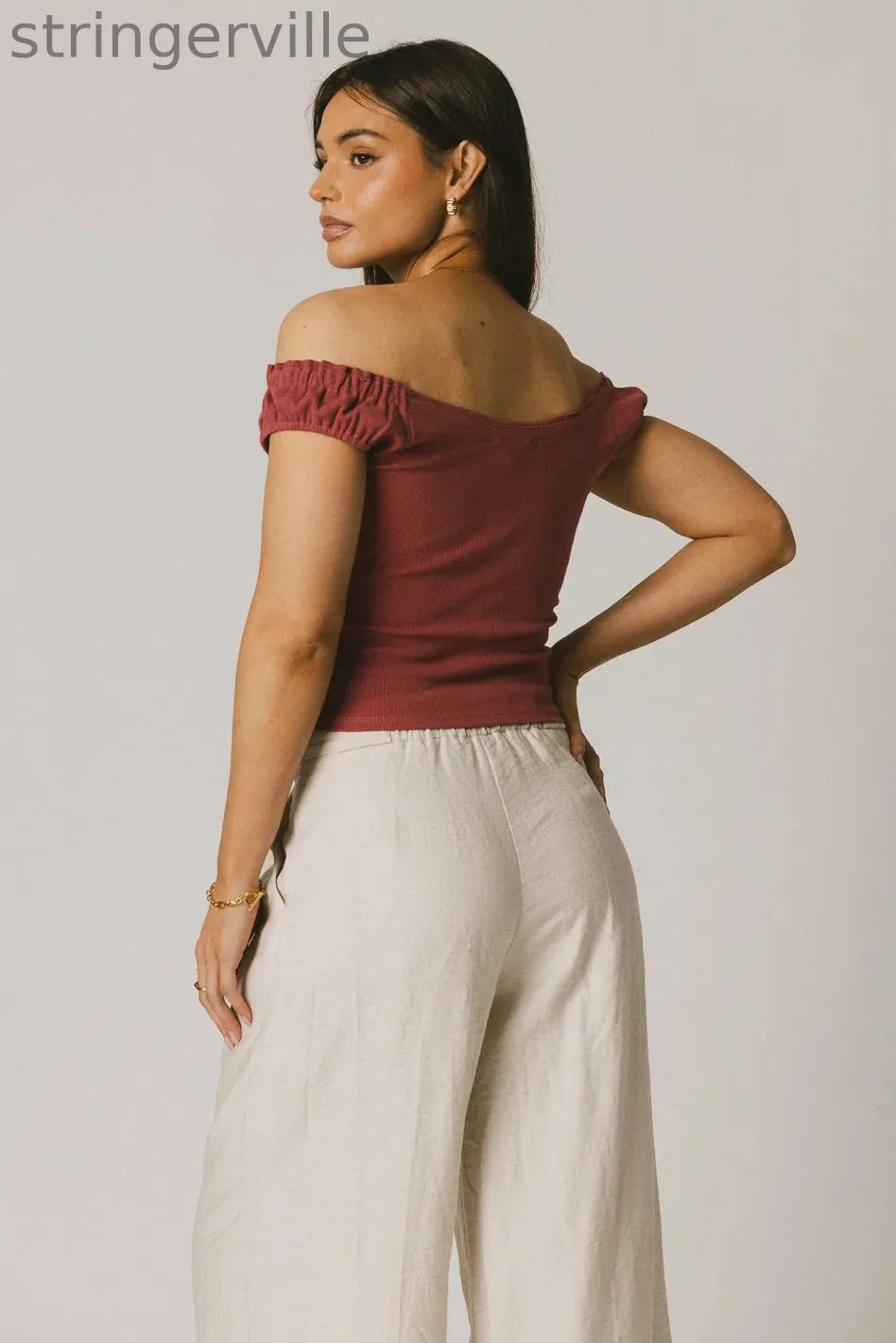 Ribbed Top in Berry