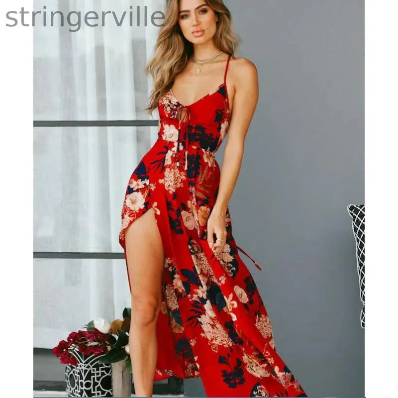 Floral Evening Party Beach  Backless Wedding Guest Dresses