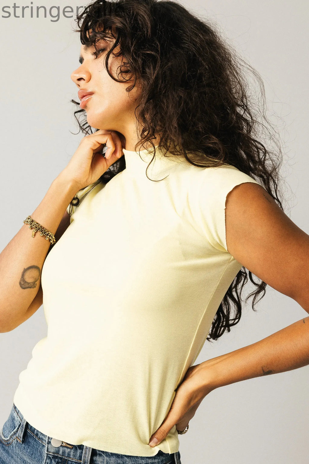Mock Neck Top in Yellow
