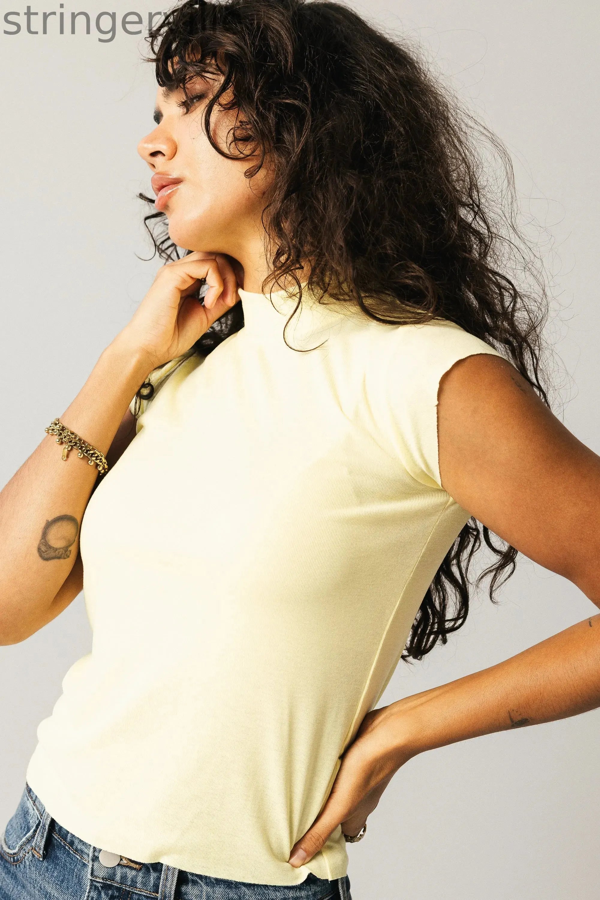 Mock Neck Top in Yellow