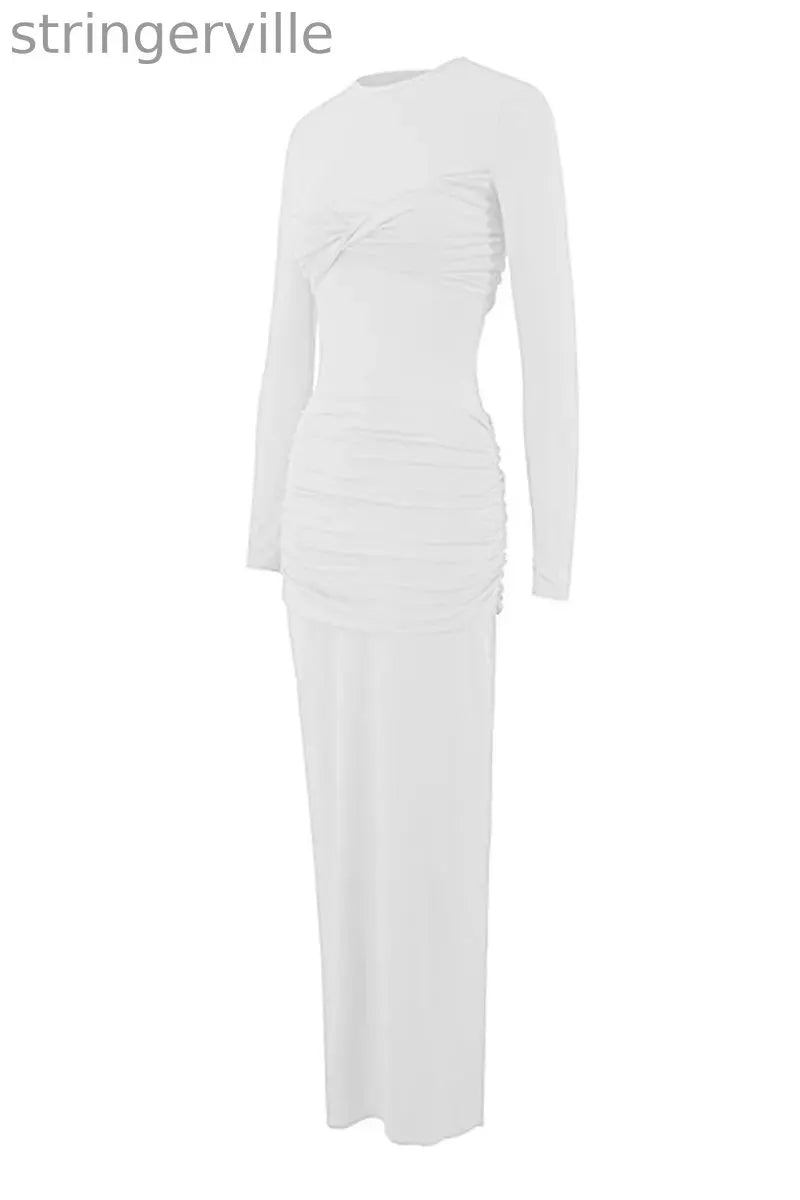Sexy Ruched O Neck One Step Skirt Dresses