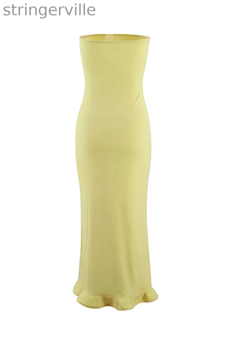 Sexy Stringy Selvedge Strapless One Step Skirt Dresses