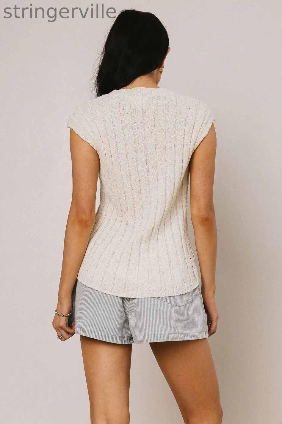 Ribbed Tank in Cream