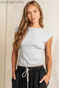 Pleated Top in Heather Grey