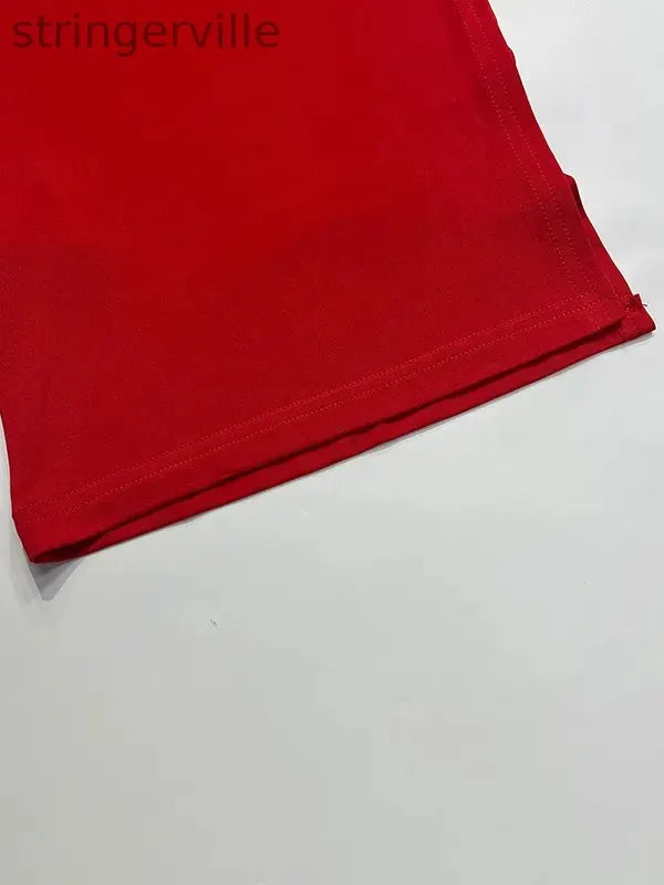 Asymmetric Solid Color Split-side Skinny Sleeveless Square-neck Tank Top