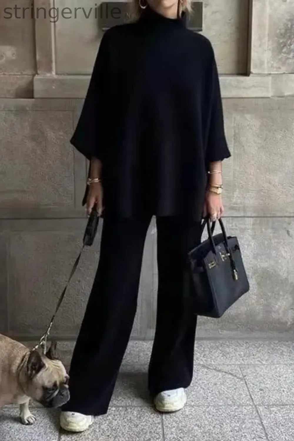Casual Solid Color Knitted Set