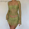 Women's Fashion Casual Sequined Knitted Hollow Suit