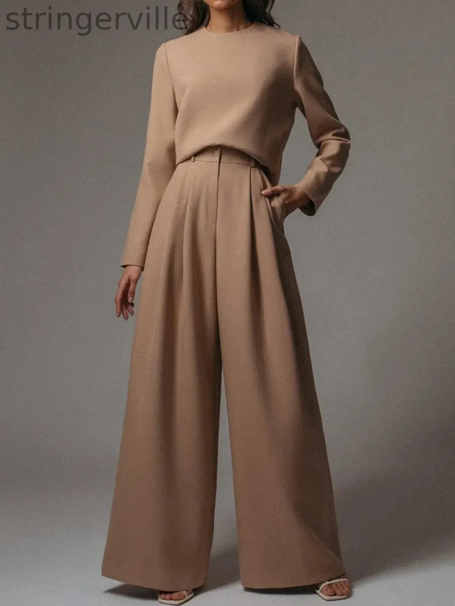 Fashion casual loose solid color two-piece sets