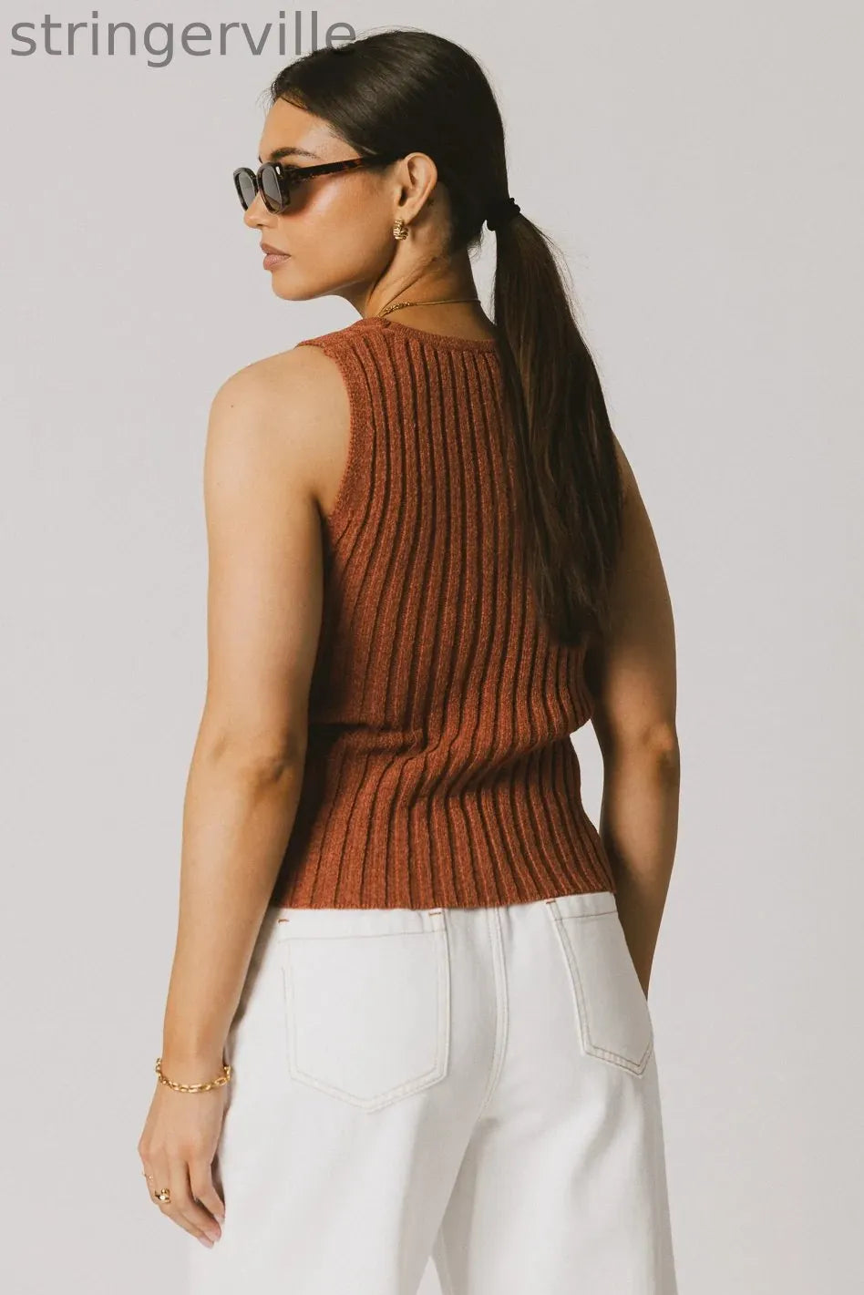 Ribbed Top in Clay