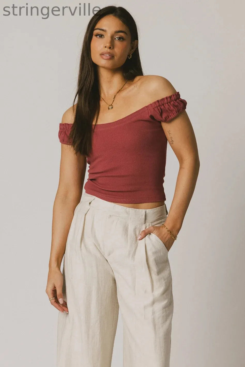 Ribbed Top in Berry