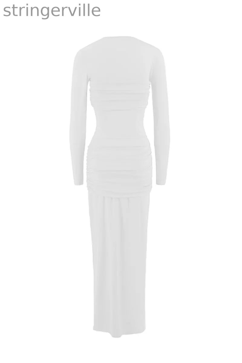 Sexy Ruched O Neck One Step Skirt Dresses