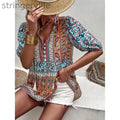 Fashion Casual V-neck Printed T-shirt