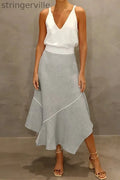 Casual Simplicity Solid Asymmetrical V Neck Sleeveless Two Pieces