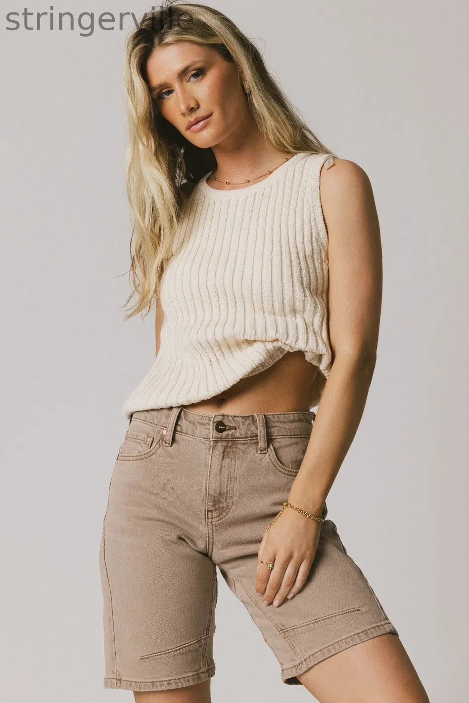 Ribbed Top in Cream