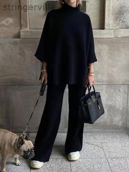 Casual Solid Color Knitted Set
