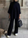 Casual Solid Color Knitted Set