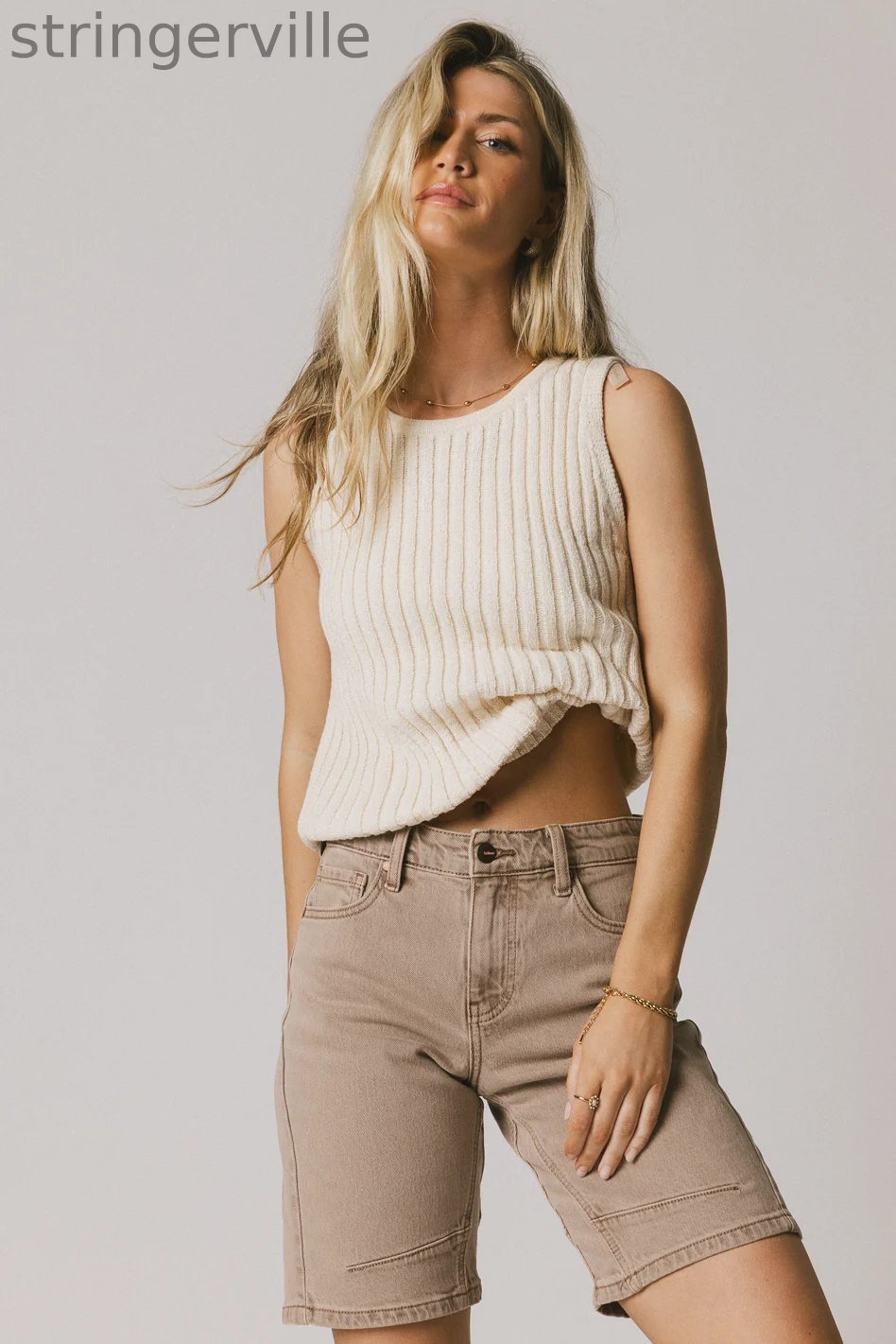 Ribbed Top in Cream