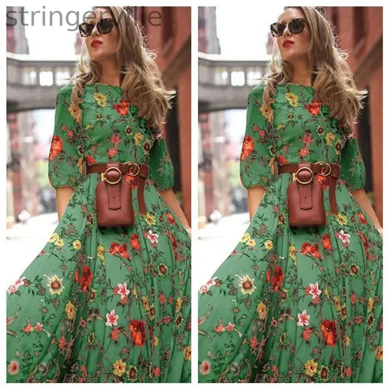 New Style  Women's Casual And Fresh Sweet  Chiffon Printed Wedding Guest Dresses