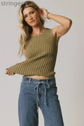 Ribbed Top in Olive