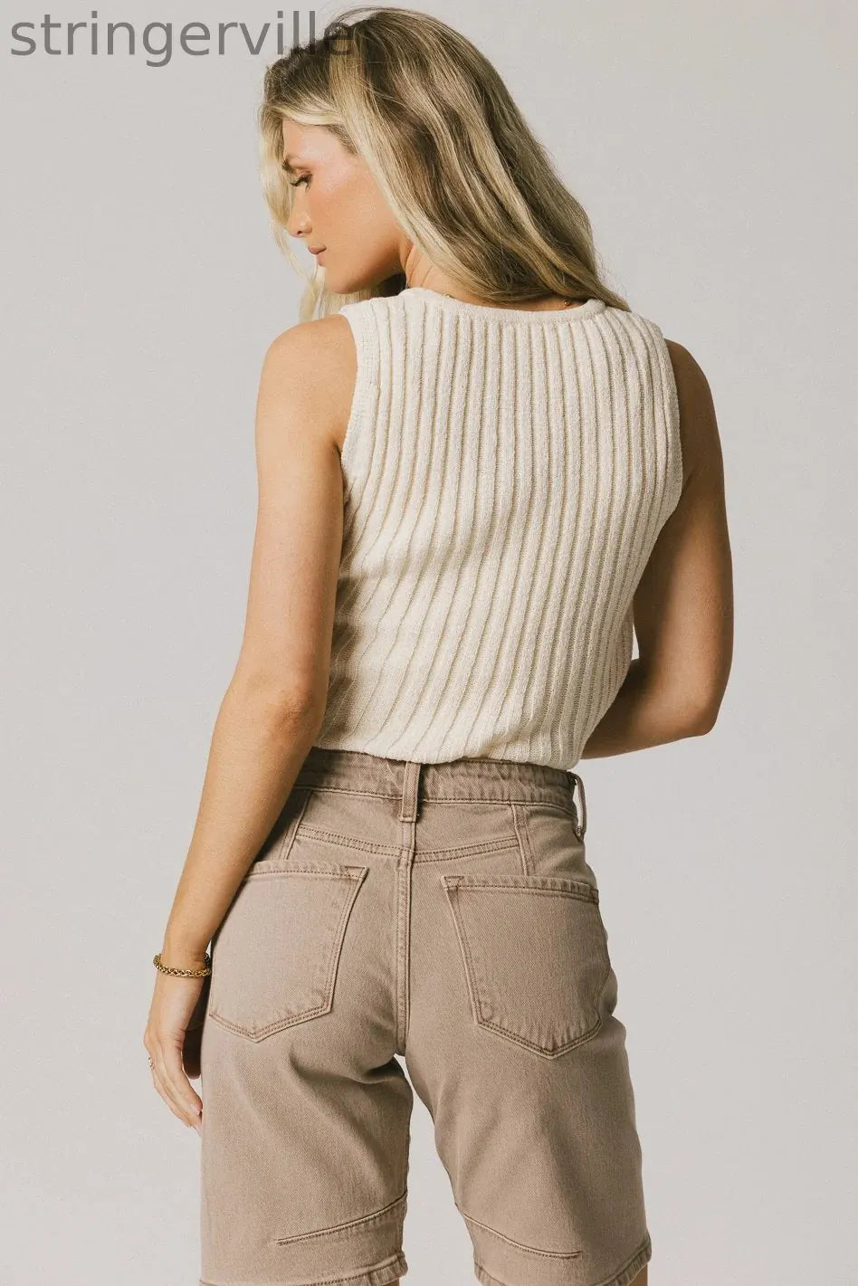 Ribbed Top in Cream