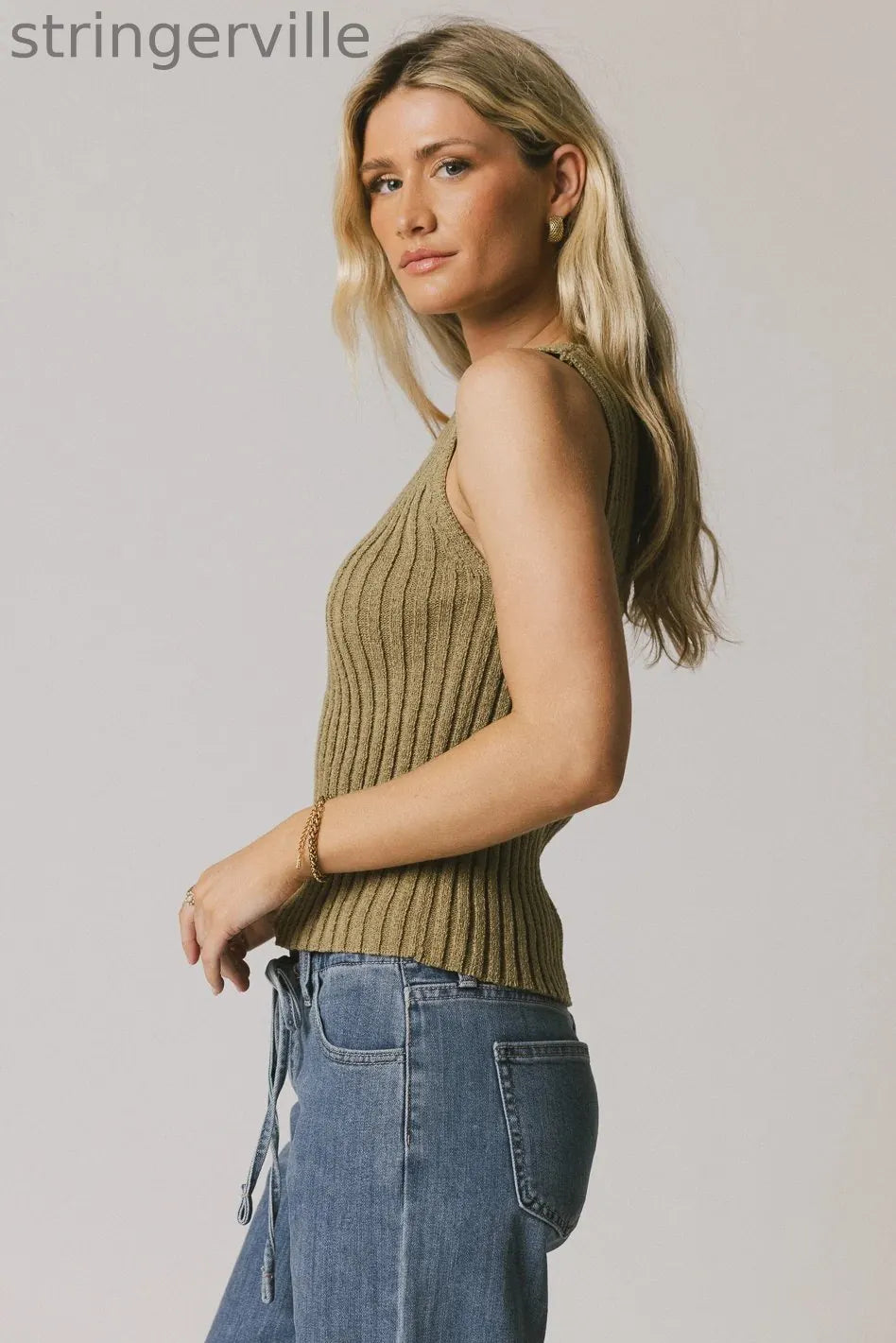 Ribbed Top in Olive