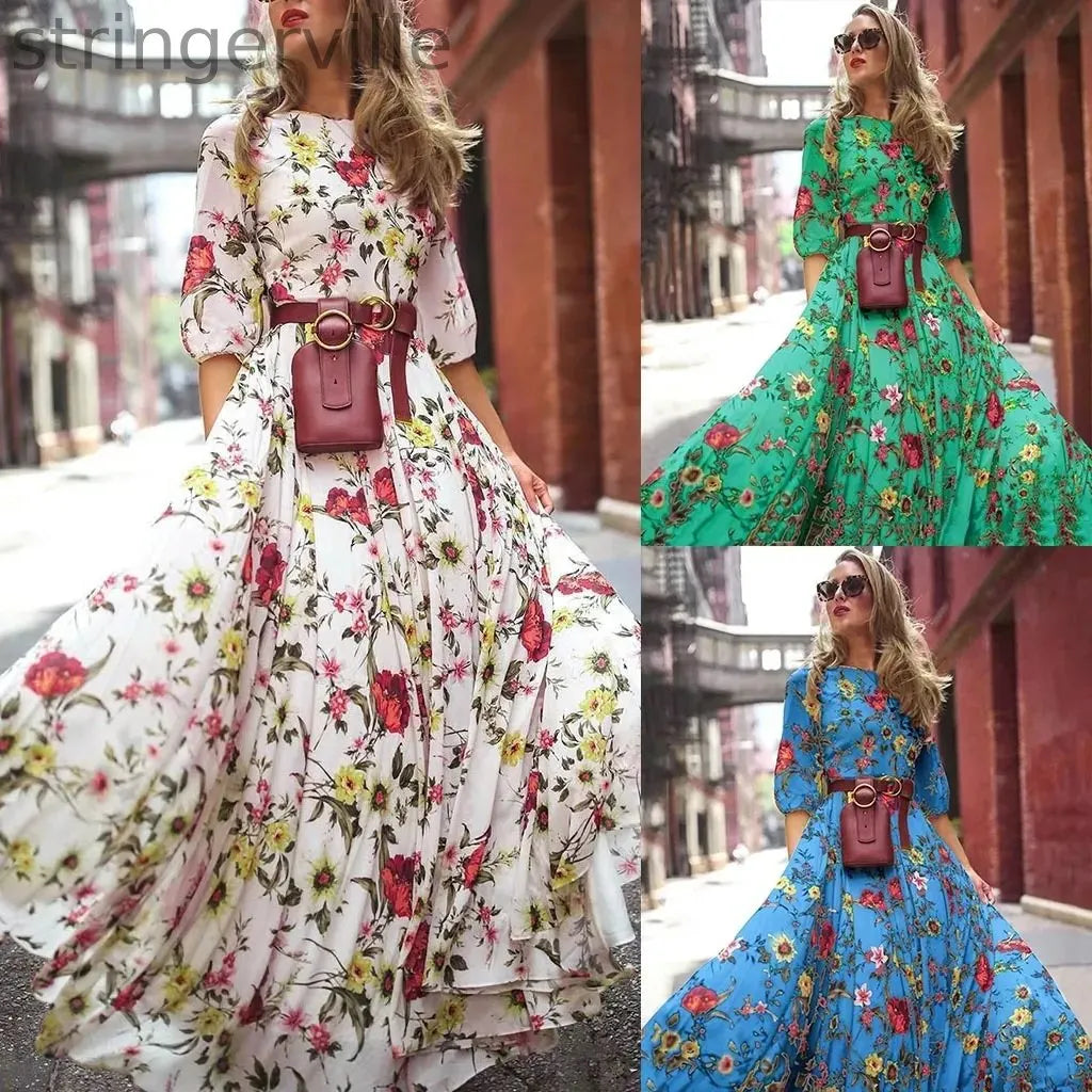 New Style  Women's Casual And Fresh Sweet  Chiffon Printed Wedding Guest Dresses