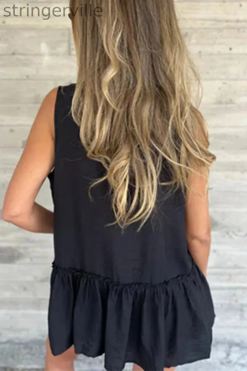Casual Buttons Pleated Flounce Turndown Collar Tops(3 Colors)