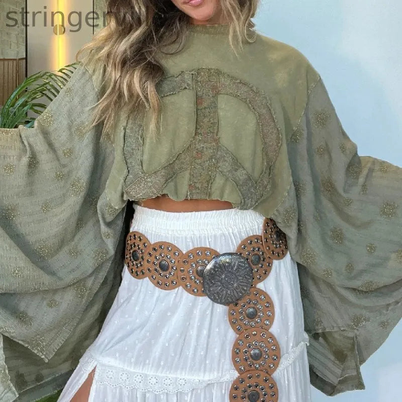 Women's Fashion Casual Printed Batwing Sleeve Loose T-shirt
