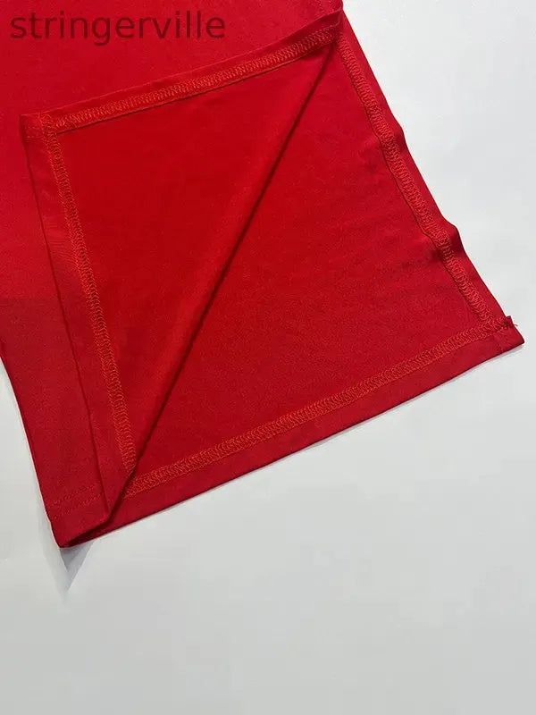 Asymmetric Solid Color Split-side Skinny Sleeveless Square-neck Tank Top