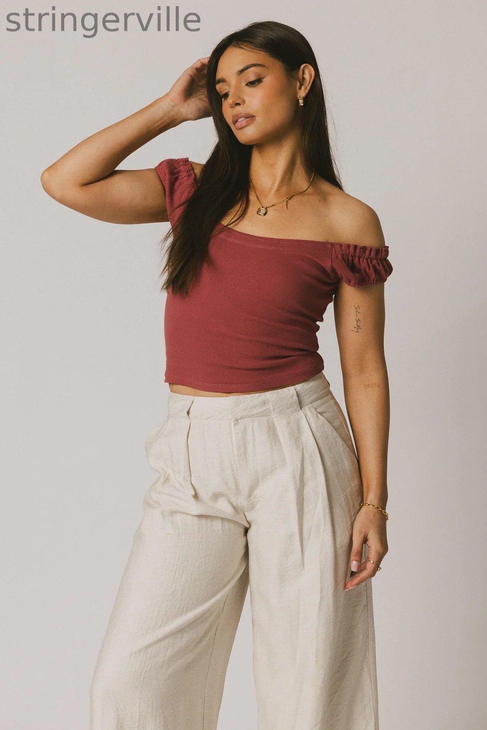Ribbed Top in Berry