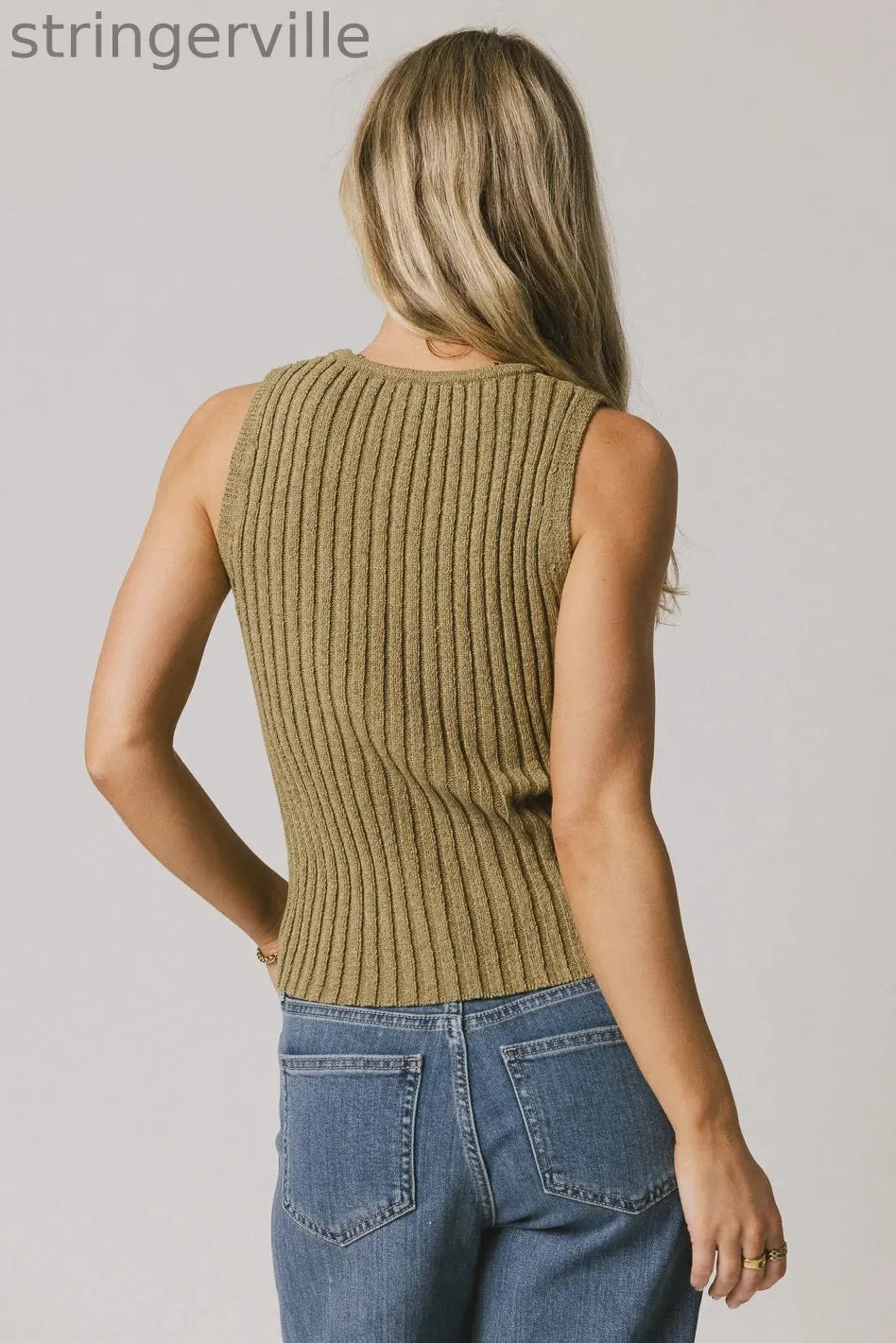 Ribbed Top in Olive